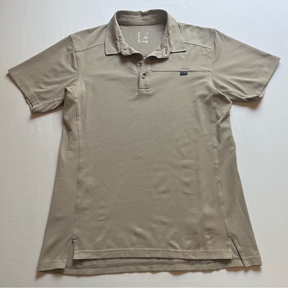 ARC'TERYX men's khaki tan brown green knit short sleeve polo shirt - Main Image